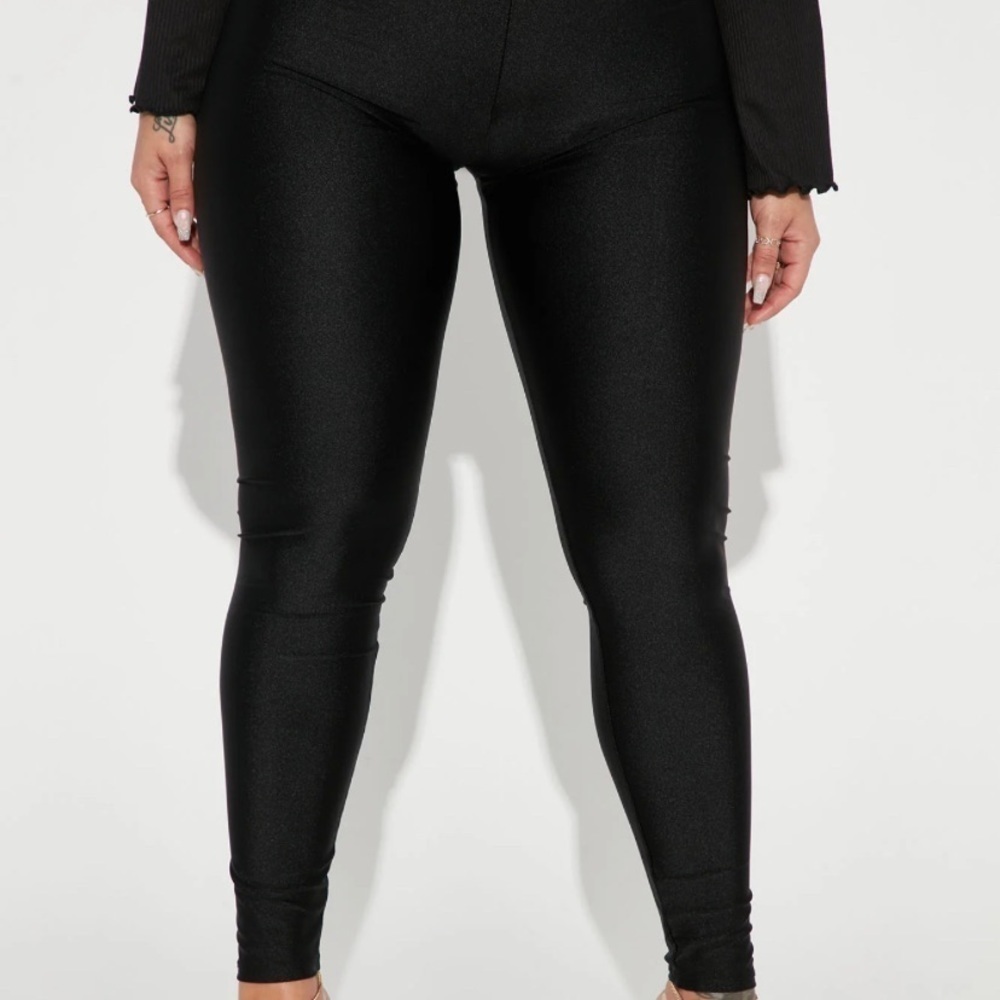 Fashion Nova, NWOT, high rise front panel. Black slinky fabric. - Picture 5 of 5